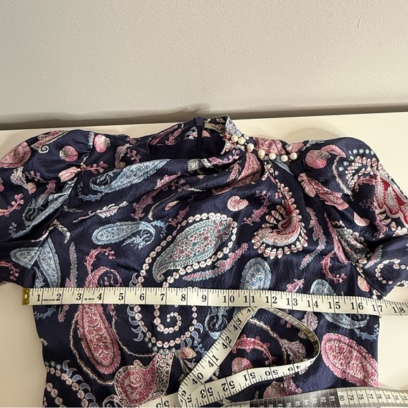 Thurley Crown Of Thornes Blouse Long sleeve Paisley Pearls Navy print size 4 RTR - Picture 13 of 13